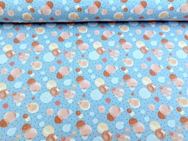 Baumwolljersey Kleine Kreise Dots Pastell Hellblau